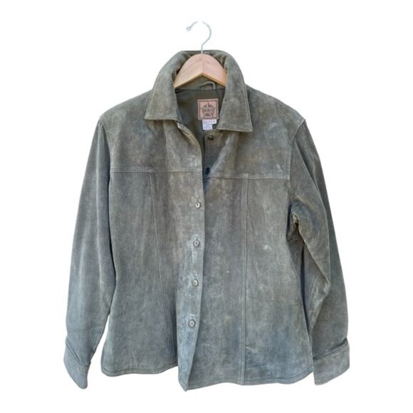 A.M. I. Vintage Women's Green Leather Shacket Button Down Shirt Sz Large - Picture 2 of 12